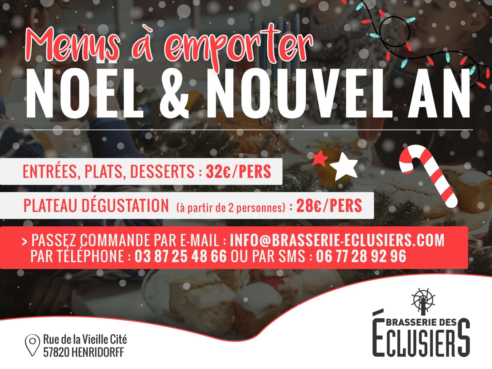 Menus de Noël & Nouvel An 2021 à emporter - Brasserie des Eclusiers