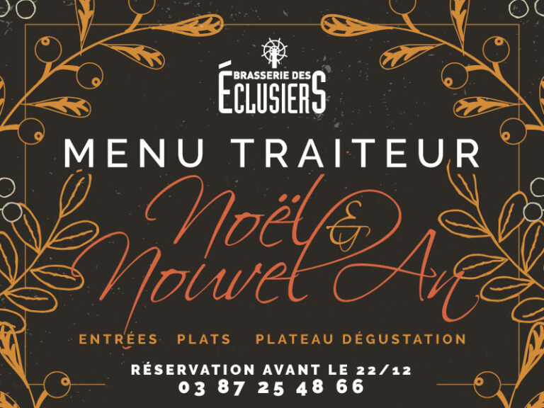 Menu Traiteur Noël et Nouvel An 2022 Brasserie des Eclusiers