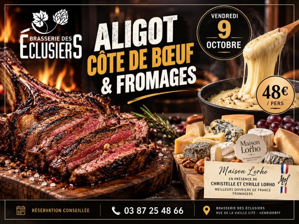 Soirée Aligot, côté de boeuf et buffet de fromages, 9 octobre